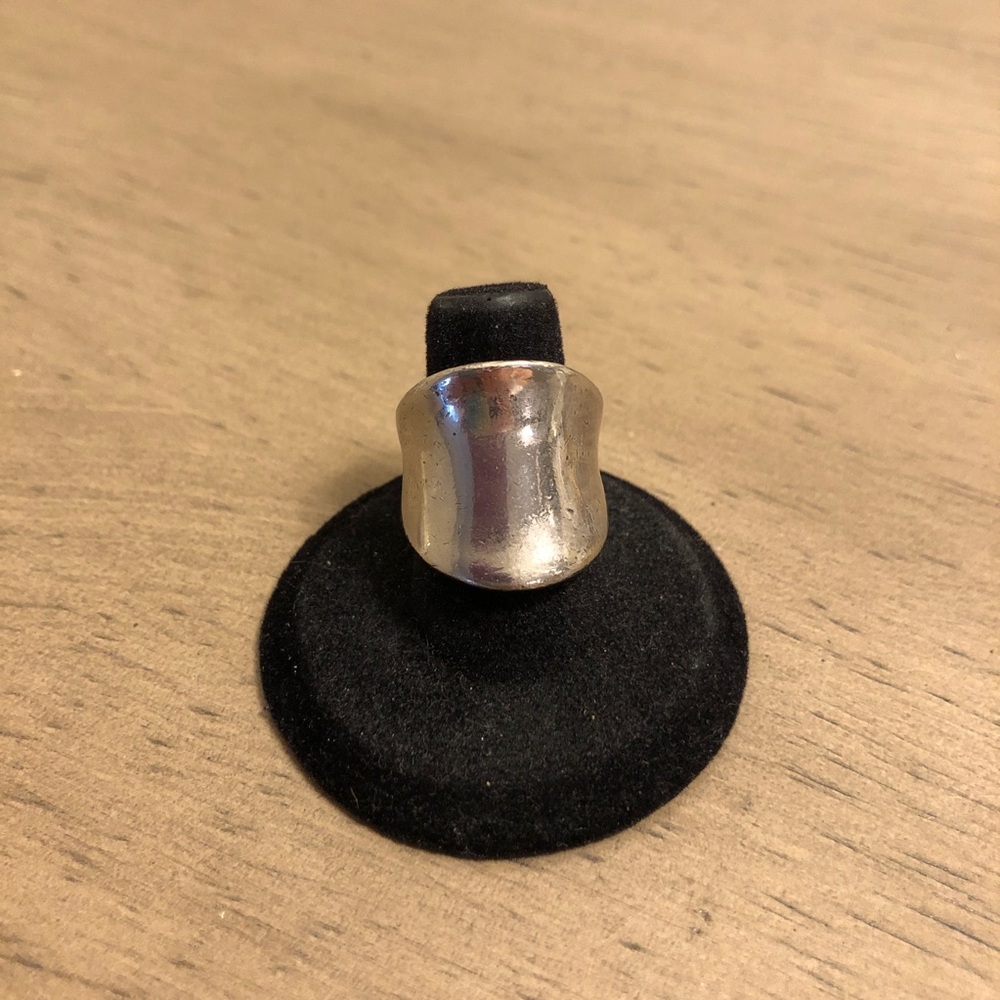 Distressed Silver Tone Statement Ring